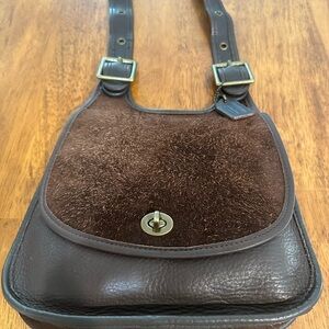 Coach Berkeley Vintage 90’s Mahogany suede & leather saddle bag 9014 EUC